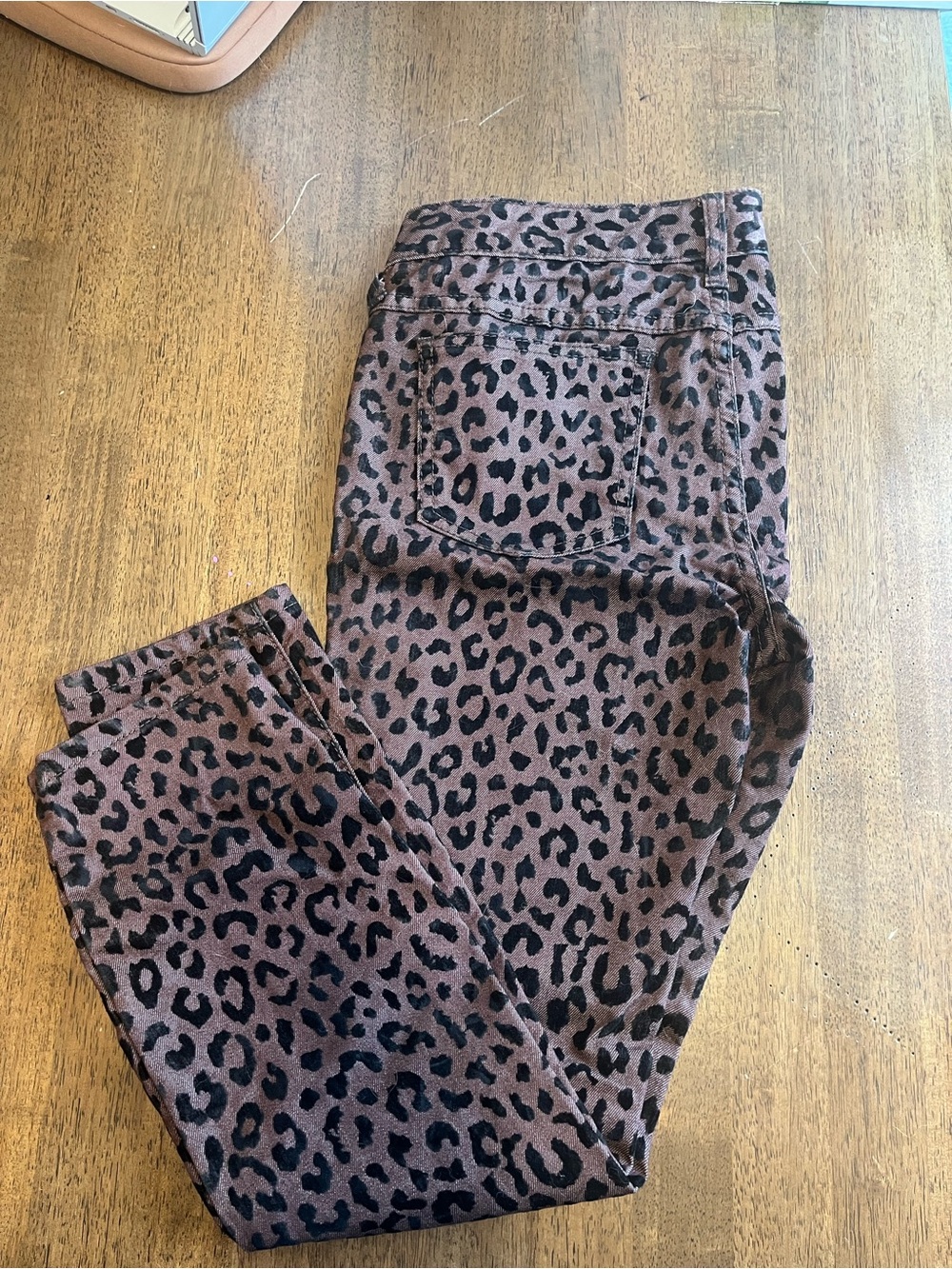 Free People Velvet Leopard Print Denim Ankle Jeans - Brown & Black